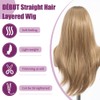 DÉBUT Synthetic Lace Front Wigs with Curtain Bangs, Ombre Blonde