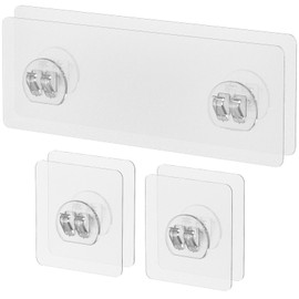 Uniclife 6Pcs Shower Caddy Adhesive Hooks,Strong Shower Hooks, Caddy Adhesive Replacement, Transparent Bathing Sticky Strips for Bathroom Storage Shelves, Kitchen Racks and Baskets