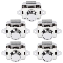OCGIG 5 PCS Push Button Latch Cabinet Door Catch Keyless Cupboard Locks for RV Yachts Motorhome Camper Caravan Electroplated Silver-5PCS