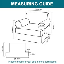 Turquoize T Cushion Chair Slipcover Armchair Slipcover for Living Room Stretch Sofa Couch Cover Soft Armchair Cover Furniture Covers with Individual T Cushion Seat Covers (Chair, Island Fossi)