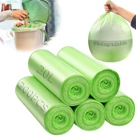 TXXATX Pack of 200 Organic Bin Liners, 20 L, 50 x 60 cm, Compostable Bin Liners, Recyclable, Biodegradable for Garden Waste, Food Waste, Animal Waste