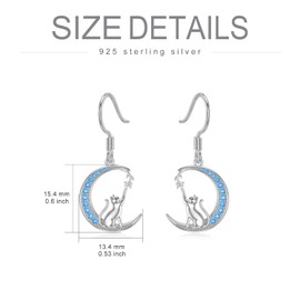 Mother's Day Gifts Cat Earrings Sterling Silver Dangle Cat Pendant Jewelry Cat Gifts for Women