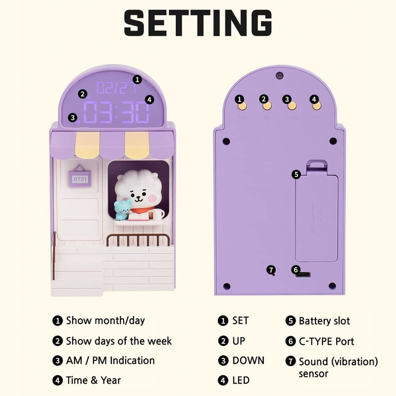 BT21 Cafe Digital Led Desk Clock (RJ)