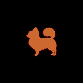Papillon Dog Silhouette Glow in The Dark Sticker Decal for Phone Tablet Laptop Car Truck Window | 4" Sticker | Orange