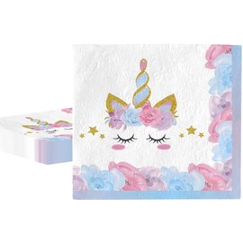 MORAINJAY 20Pcs Unicorn Party Napkins,Purple Unicorn Napkins,6.5inch Colorful Unicorn Themed Serviettes for Kids,Table Decorations for Girls Birthday,Unicorn Party Supplies for 16 Guests