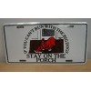 White Metal License Plate Run With The Big Dogs- Red dog