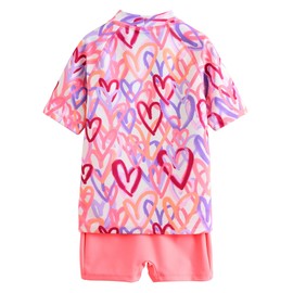 NEXT Sunsafe Rash Carrier Top Set, Pink Heart