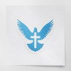 Transparent Decal Stickers of Dove with Cross 01 (Azure Blue)