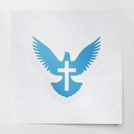 Transparent Decal Stickers of Dove with Cross 01 (Azure Blue) Premium Waterproof Vinyl Decal Stickers for Laptop Phone Accessory Helmet Car Window Mug Tuber Cup Door Wall Decora NVCSKUS532604BE090622