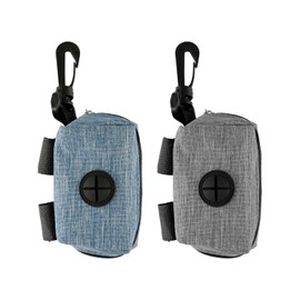 Bojueshaw 2pcs Dog Poop Bag Holder,Portable Dog Waste Bag Dispenser with Hook Clip,for Walking, Outdoor,Travel,Pet Lovers(Grey&Blue)