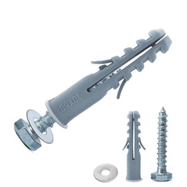 30 Sets M10x50mm Heavy Duty Masonry Brick Wall Plugs and Screws Bolts Anchors, Concrete Screws with Washers & Wall Plugs, Plasterboard Fixings for TV Bracket, Dry Wall, Shelves, Water Heater Mounting