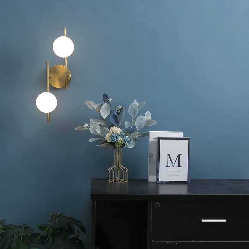 LZPZRUI Modern Globe Wall Sconce 2 Light Bedroom Wall lamp