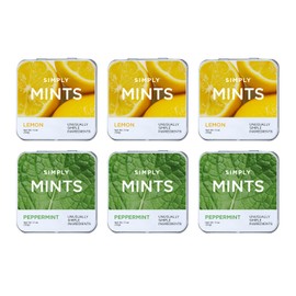 SIMPLY MINTS Lemon & Peppermint Natural Breath Mint Variety Pack, 6 Pack (180 Pieces), Made with Real Peppermint Oil | Aspartame-Free, Sorbitol-Free, Xylitol-Free, Vegan, Kosher, Non-GMO