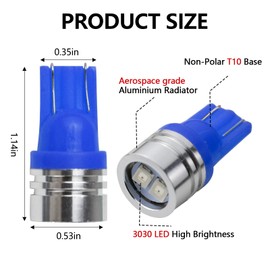 wuyaoyao 6PCS 194 LED Light Bulb, T10 168 W5W 2825 Car Led Lights Replacement Bulb, Super Bright LED Bulbs for Car Interior Dashboard Dome Map Door Dash Courtesy License Plate Lights (Blue)