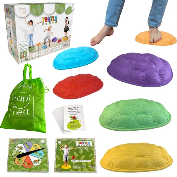 Hapinest Turtle Steps Balance Stepping Stones Obstacle Course Coordination Game for Kids - Indoor or Outdoor Play Equipment Toys Toddler Ages 3 Years and Up