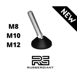 RUBBERGIANT Adjustable Feet M12 x 45mm - Diameter/Base 50mm - Pack of 4 Levelling Feet Anti Slip base Dampening Tilting Levellers Adjust Equipment Legs Height Max Load Each 450kg