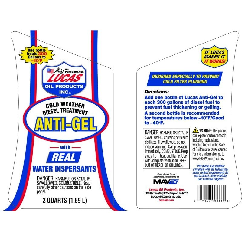 Lucas Oil 10866 Anti-Gel Cold Weather Diesel Additive - 64