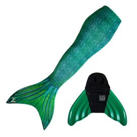 Mermaid Costume with Monofin (Siren Green with Green Monofin, 3. XL)