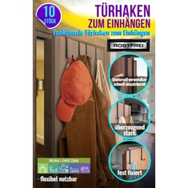 4happy Door Hooks for Hanging, Pack of 10 in Black - Solid Coat Hooks Door Hooks for Hanging Individually or as Door Hook Rack, Door Coat Rack for Hanging