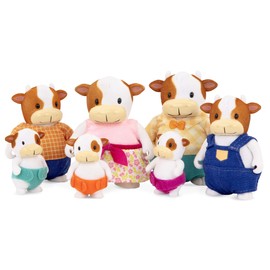 Li'l Woodzeez Li'l Woodzeez – The FitzMoo Cow Family – Flocked – Set of 7 Collectible Posable Cow Figures – Pretend Play Doll Figures – Gift Toy for Kids Age 3+
