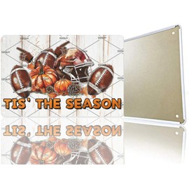 DZQUY Vintage Fall Decor Tis' The Season Fall Pumpkin Tin Sign Thanksgiving American Football Metal Tin Signs Wall Decor Plaque Home Garage Coffee Bar Patio Porch Man Cave Metal Poster 8x12 Inch
