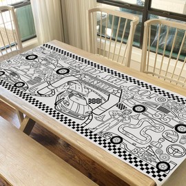 Tiny Expressions Race Car Coloring Tablecloth for Kids - Rolled, No Creases 30" x 72" Large Coloring Poster for Race Car-Themed Birthday Parties - Fun Racing Party Decorations for Boys