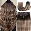 Clip in Hair Extensions Real Human Hair, 18 Inch Remy