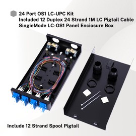 GESD Duplex Fiber Enclosure with 24 Port LC-OS1 Box, LC-OS1 Cables, Wall Mount, Includes 1m SM Pigtail, 12 Port LGX Panel