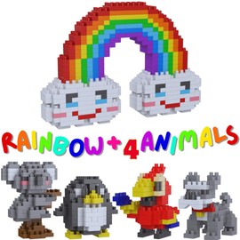 Jesus Series-Rainbow & 4 Animals Mini Blocks Figurine, Bible Story, Toy, Christmas Nativity Birthday Building Set for Aged 14+, for Teens and Adults (875Pcs/11.6x7.9cm)