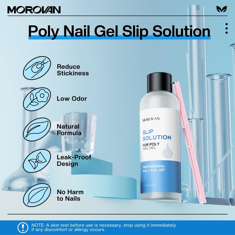 Morovan Nail Polygel Slip Solution: Salon-Grade Slip Liquid & Dual
