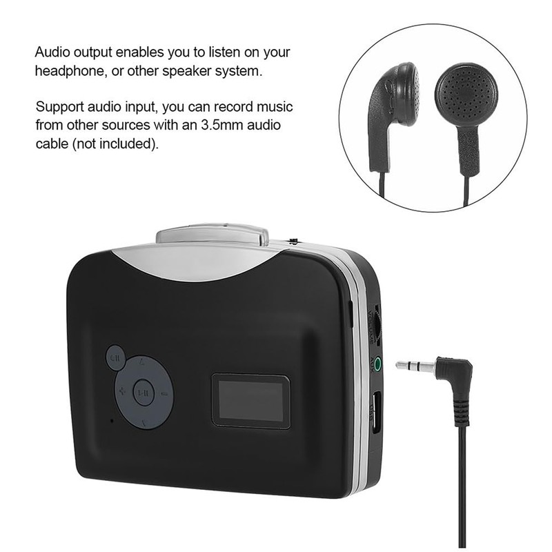 Aswalling Tape-to-MP3 Converter USB Cassette Player Auto Partition Recorder Save