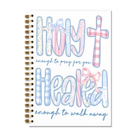 GTYNU Coquette Preppy Christian Notebook, Holy Enough to Pray for You Bible Journal for Women, Prayer Journal for Woman, Grandmillennial Floral Bible Notebooks for Note Taking, 5.5x8.3 Inch