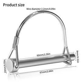 10 Stück Rohrklappsplinte mit Rastverschluss, Sicherungsstift 8mm x 60mm Klappsplint in D-Form Sicherungsbolzen Rohr Sicherungssplint für Anhänger Lastwagen Traktoren Kippern