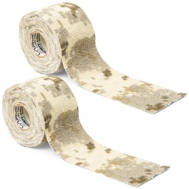 GEAR AID Camo Form Self-Cling and Reusable Fabric Camouflage Wrap, Adds Grip and Shield Hands from Hot or Cold Surfaces to Protect You and Your Equipment, Desert Digital, 2” x 144” Roll, 2 Pack