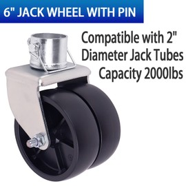 YEOPGYEON Trailer Jack Wheel with Pin - 6" Dual Wheel Jack Caster Wheel Capacity 2000lbs fits Any Jack Better Soft Ground Roll Trailer Parts