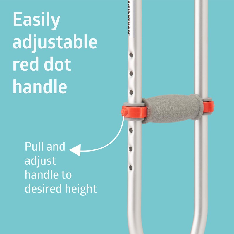 Medline Lightweight Aluminum Red Dot Guardian Crutches, for Patients 4’6”–5’2”