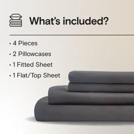 DOZ Sheet Set, 100% Viscose derived from Bamboo, Organically Grown, Buttery Soft, Cooling Sheets, High GSM, Deep Pockets - 4 Piece - 2 Pillowcases 1 Fitted 1 Top Sheet (Storm, Queen)