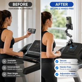 Adjustable Phone Mount for Dashboard & Flat Surfaces – Dual Articulating Arm with Heavy-Duty Screw Base
