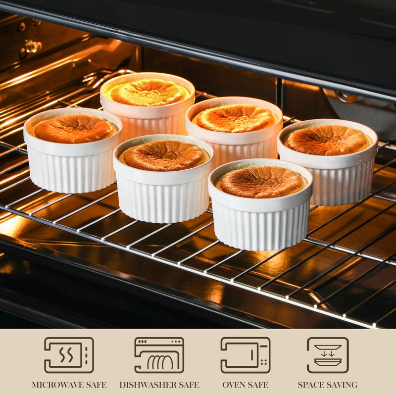 MALACASA Ramekins 12 oz Oven Safe, Porcelain Creme Brulee Ramekins