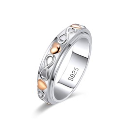 MYBELLNA Fidget Ring for Anxiety for Women 925 Sterling Silver Relieve Spinner Rings Eternal Love Band Ring ADHD Autism Stress Relieving for Women Mom Men