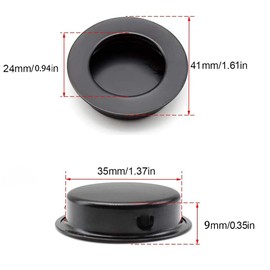6 Pieces Circular Pull Handles: Recessed Sliding Door Handles & Concealed Finger Pull for Drawers & Cabinets