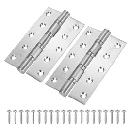sourcing map Door Hinges, 2Pcs 5" x 3" - 304 Stainless Steel Swing-Leaf Hinge with Screw, Non-Removable Bearing Hinge for Wooden Door Interior Door (Silver)