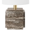 Henn&Hart 16" Tall Stone Table Lamp with Fabric Shade in