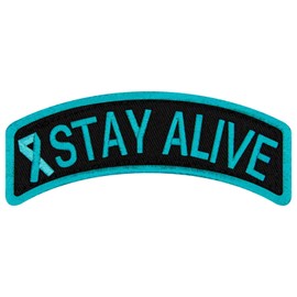 EmbTao Stay Alive For PTSD Awareness Patch Embroidered Biker Badge Applique Hook & Loop Emblem