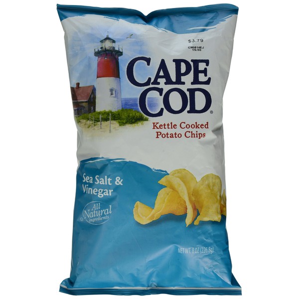 Cape Cod Potato Chips, Sea Salt and Vinegar Kettle Cooked Chips, 8 Ounce