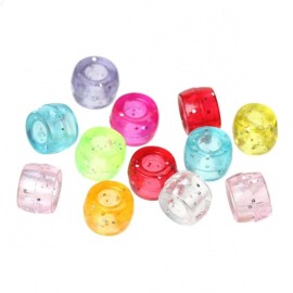 exceptionalbeauty 200 Glitter Pony Beads Pastel Color Acrylic Small 6x4mm Craft Large Hole Beads