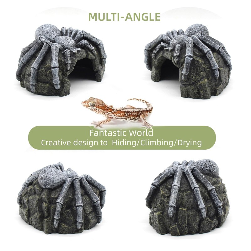 Reptile Rock Cave Hideouts Terrarium Habitat Decor Gecko Tank Accessories
