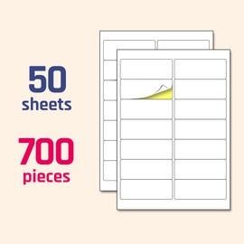 50 Sheets - White Address Labels Stickers, for Laser/Inkjet Printers - 14 per Sheet (A4), 99.1 x 38.1 mm