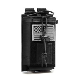 Tactical Molle Radio Holster Holder Case Military Heavy Duty Pouch Bag for Two Ways Walkie Talkies Adjustable Storage with 1 Pack Patch