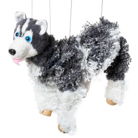Siberian Husky Dog Marionette Yarn Puppet (Black)